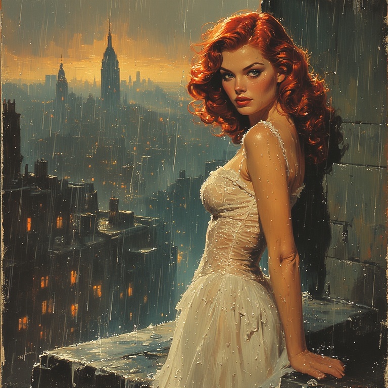 Rainy Rooftop Seduction