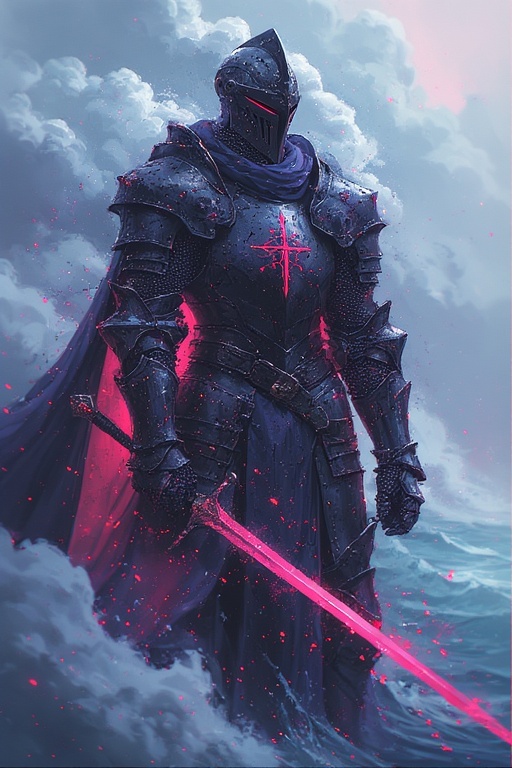 Knight in Synthwave Smoke