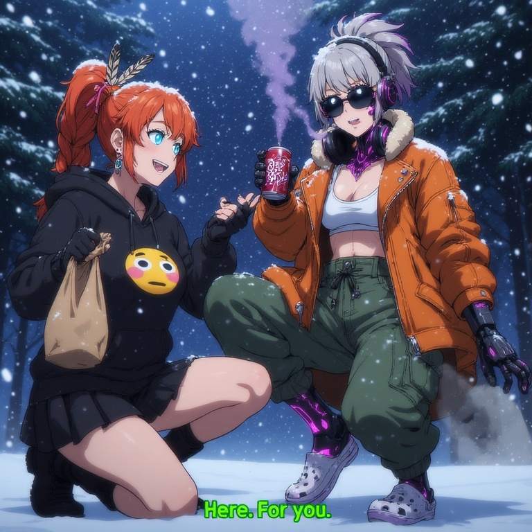 Snowy Night in the Forest