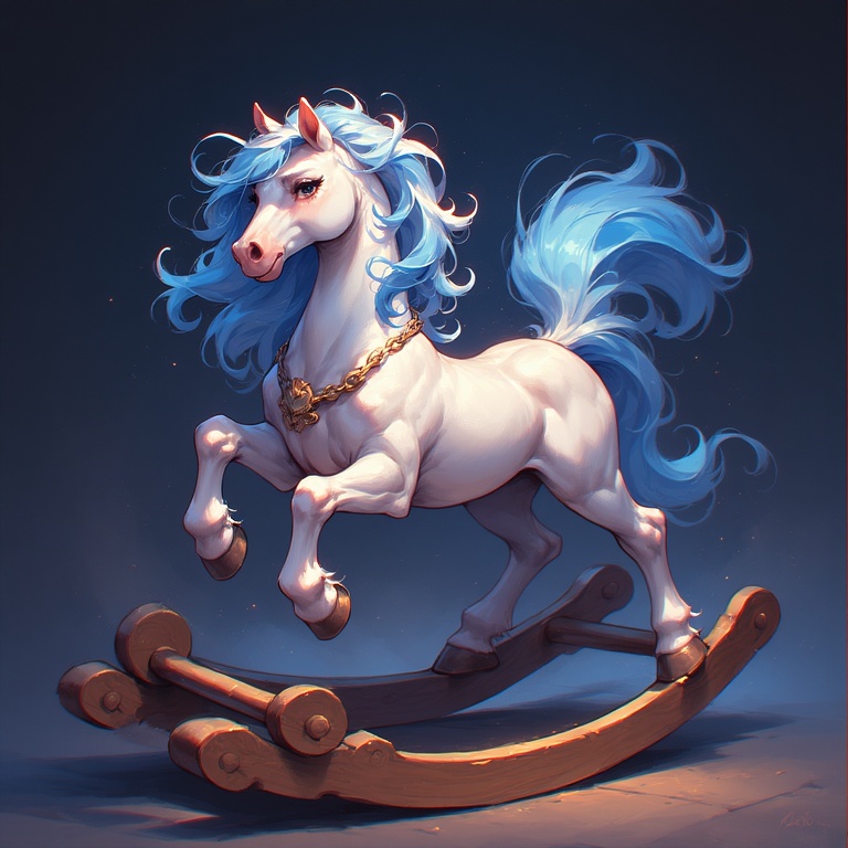 Blue Whimsy Rocking Horse