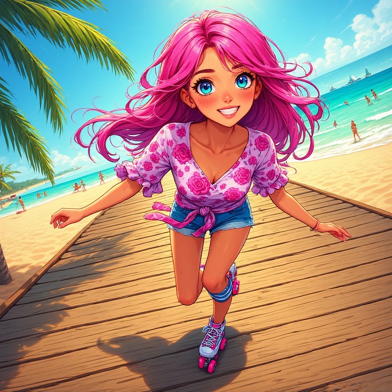 Pink Hair Coastal Bliss