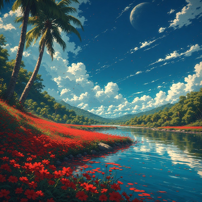 Vibrant Red Sunset Reflections