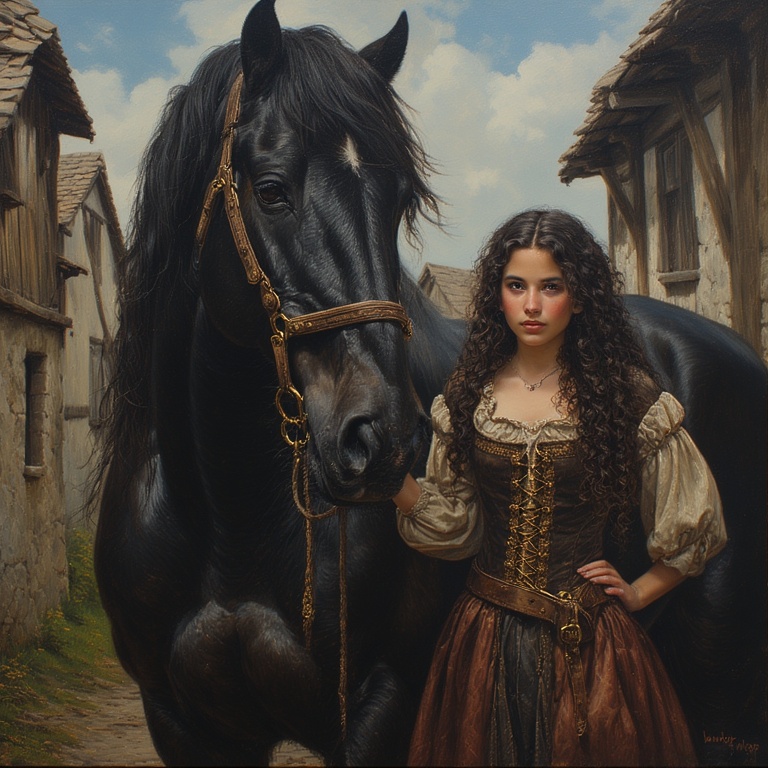 Medieval Maiden and Horse