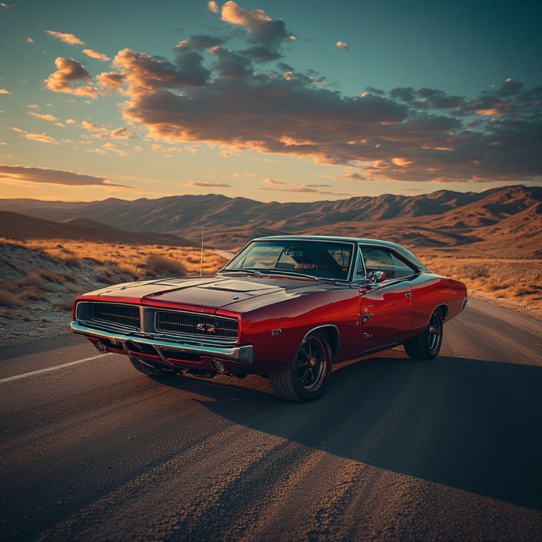 Retro Muscle Car Scene