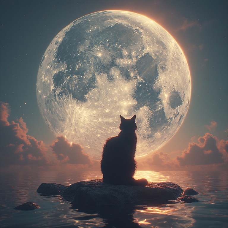 Moonlit Feline Silhouette