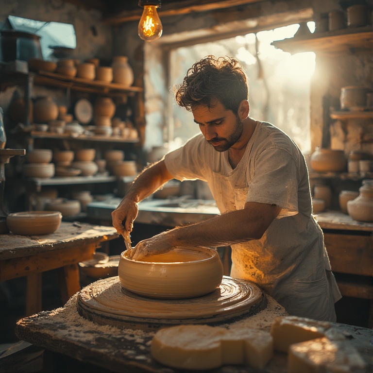 Pottery Wheel Cheese Art