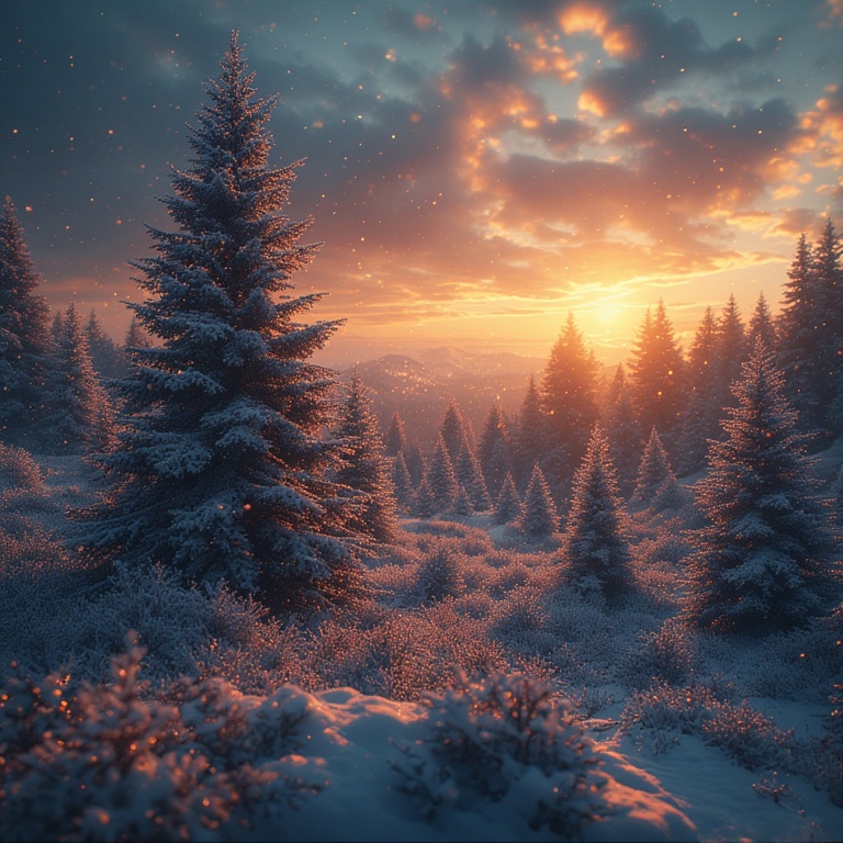 Winter Sunset Forest Glow