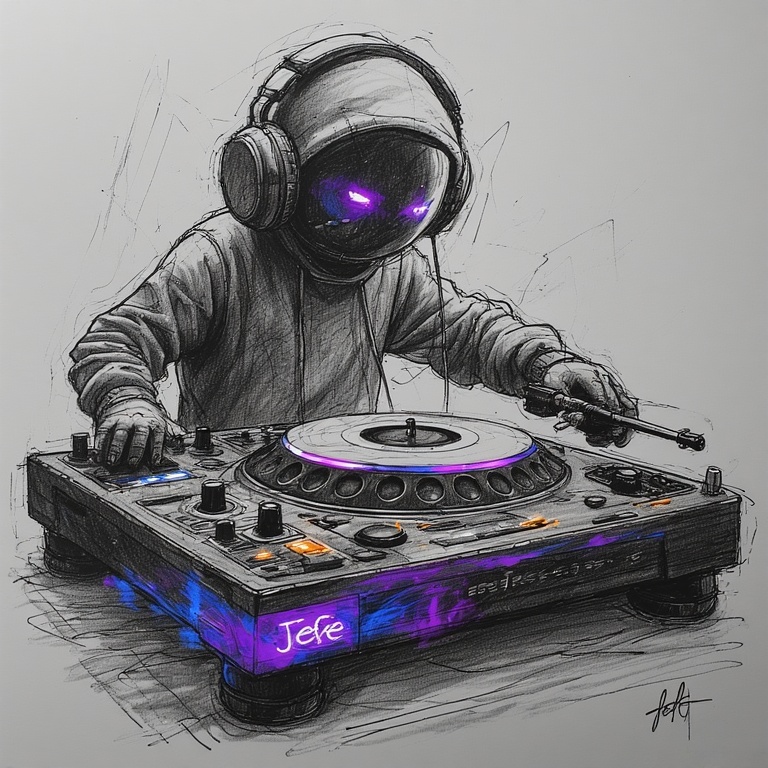 Stickman DJ Turntable Scene
