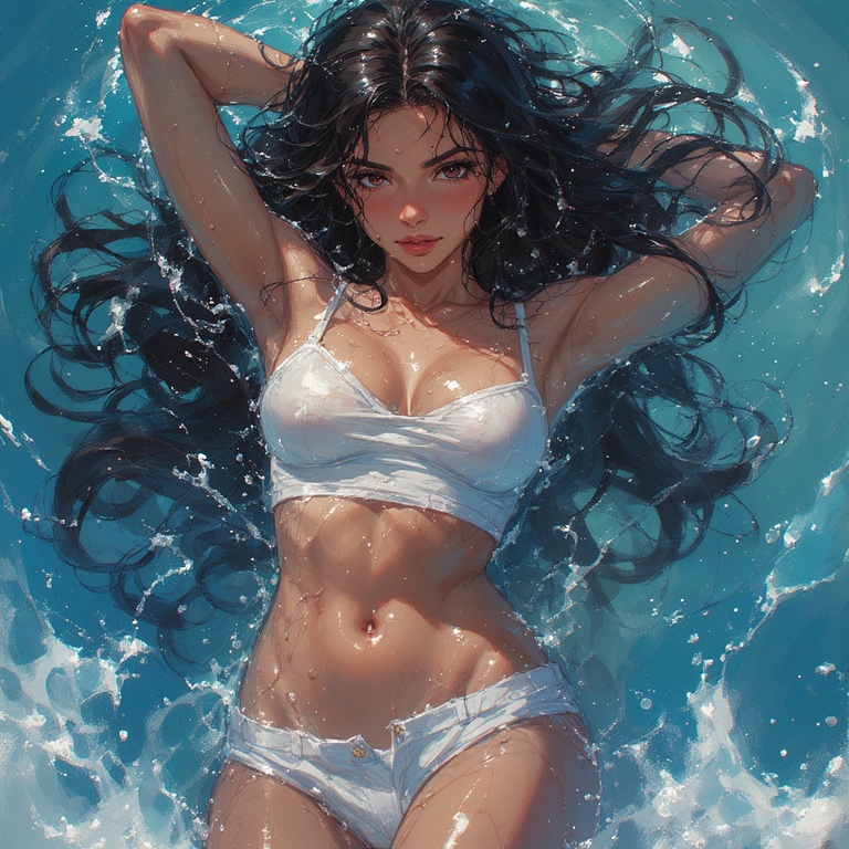 Wet White Anime Girl