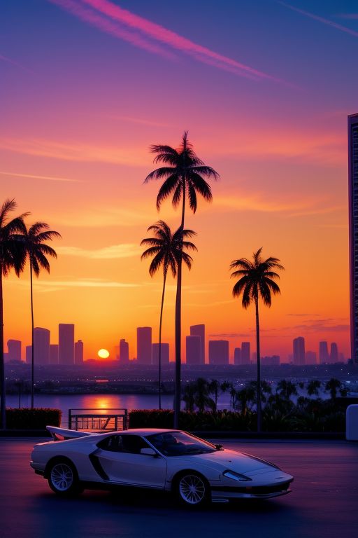 Neon Sunset Cityscape