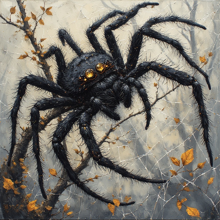 Glowing Spider's Web of Gold