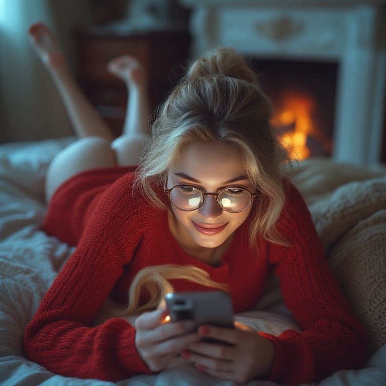 Blonde on Her Smartphone