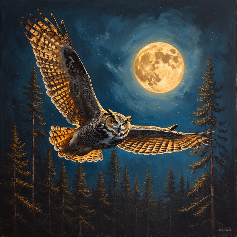 Moonlit Owl Encounter