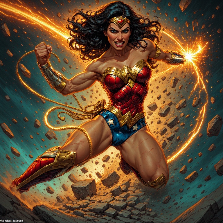 Wonder Woman Blasts Through Wall