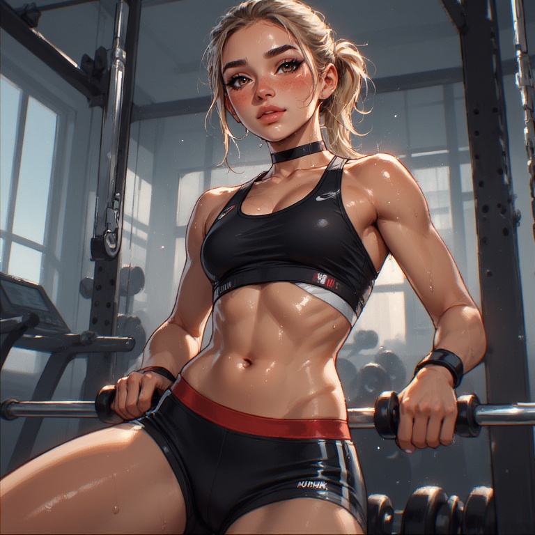 Sweaty Gym Workout Scene