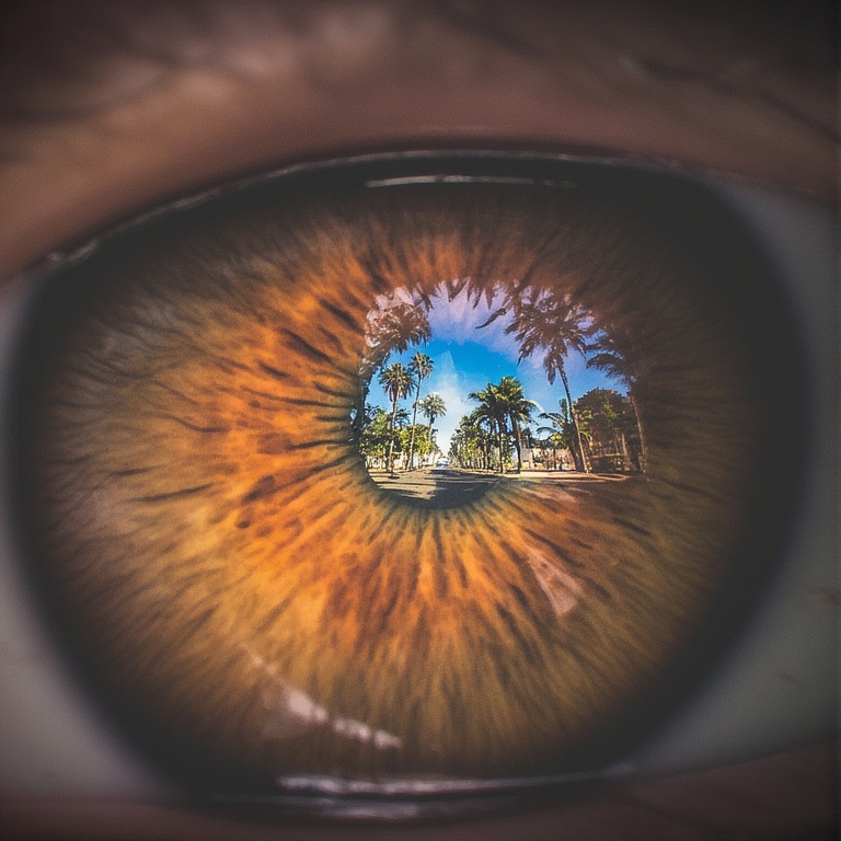 Palm Tree Iris Reflections