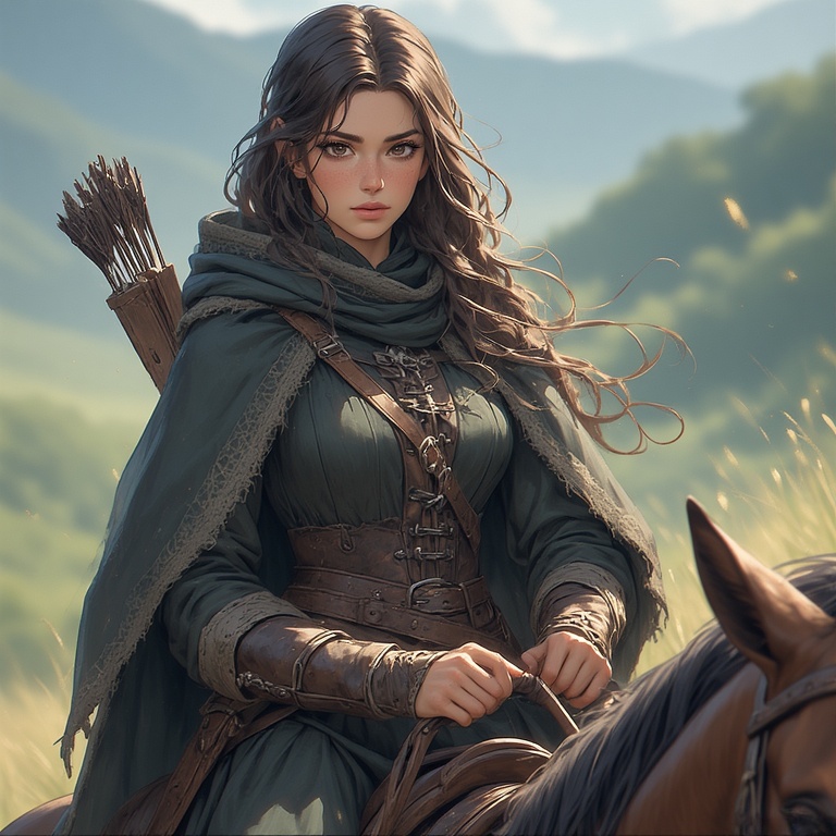 Medieval Maiden on Horseback