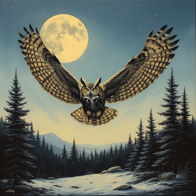 Moonlit Owl Soars
