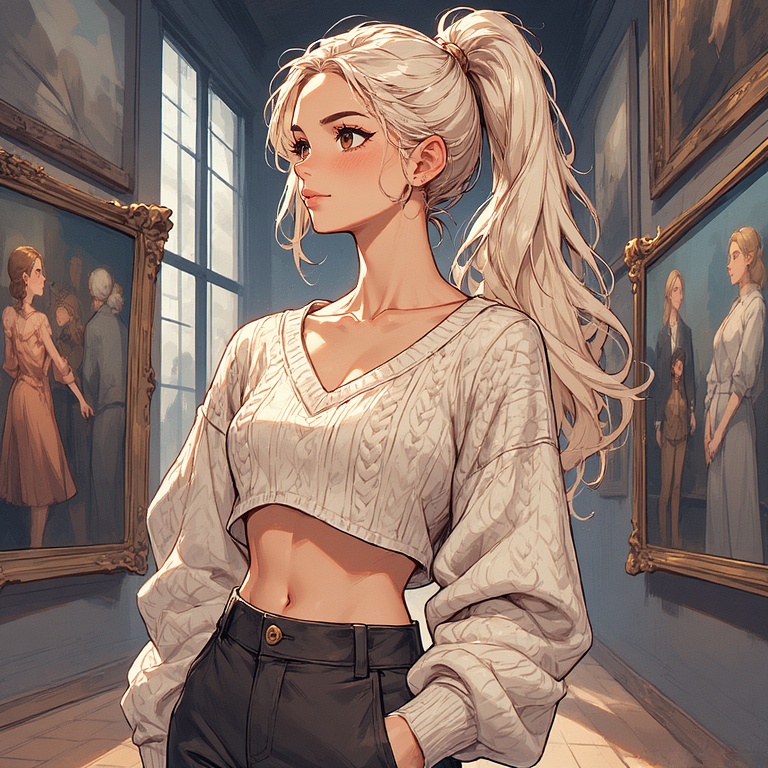 Anime Art Gallery Scene
