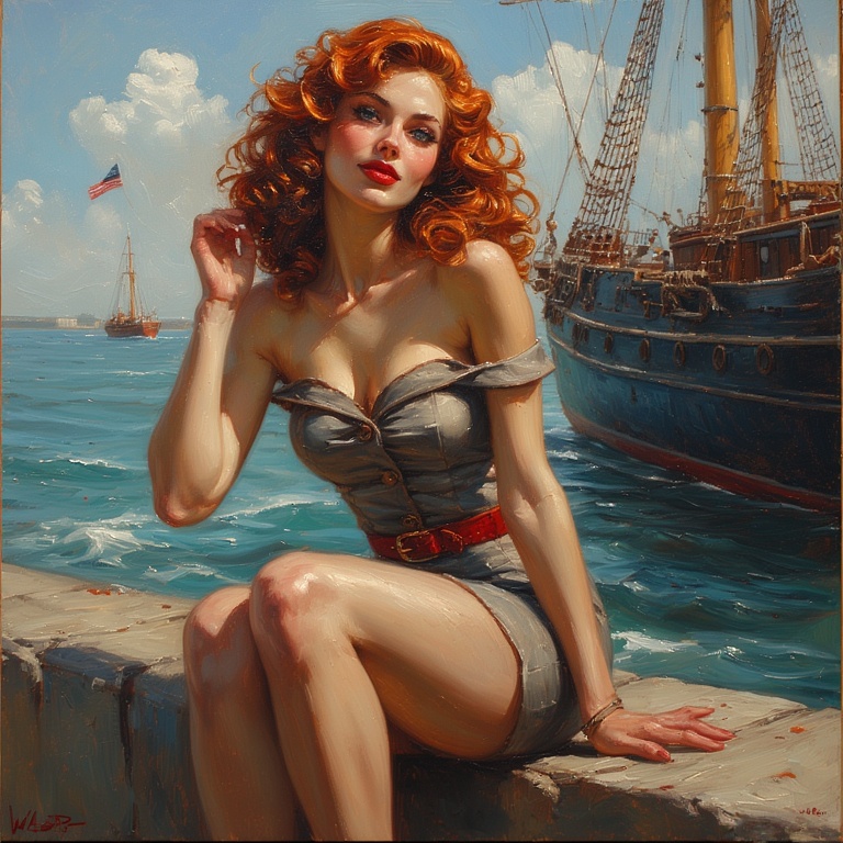 Pinup by the Harbor