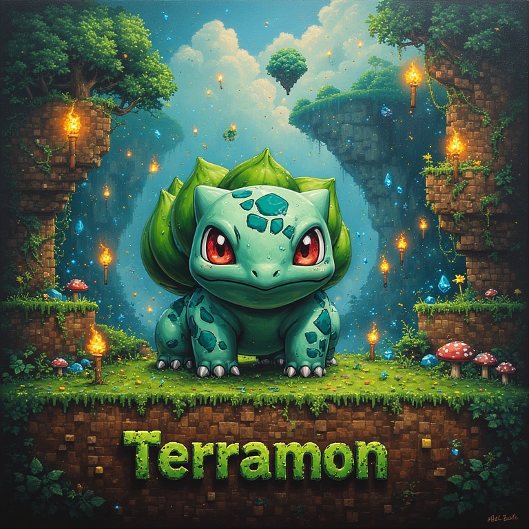 Pixelated Bulbasaur Dreamscape
