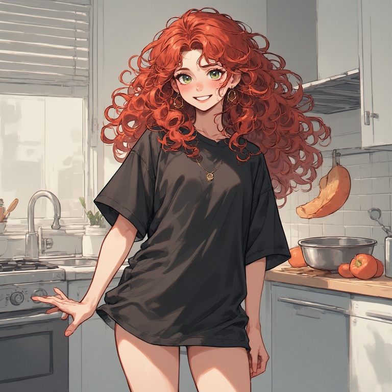 Curly Kitchen Cutie
