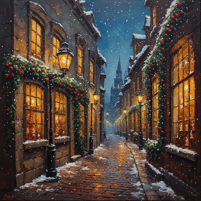 Christmas Cobblestone Night