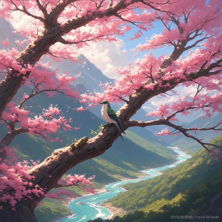 Pink Perch Paradise Bird