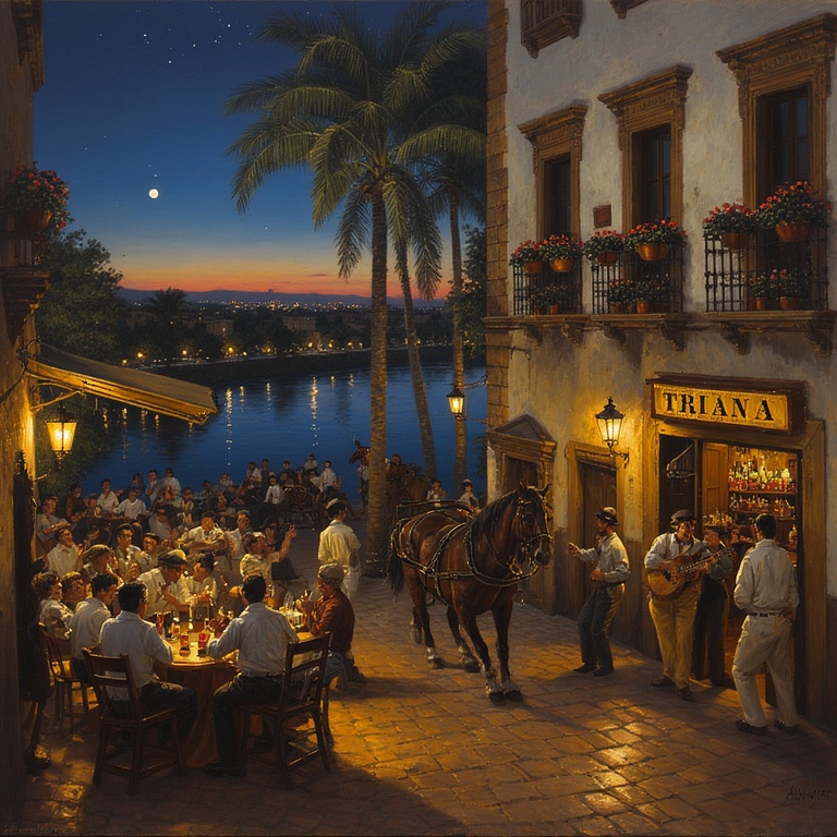 Moonlit Seville Tavern Scene