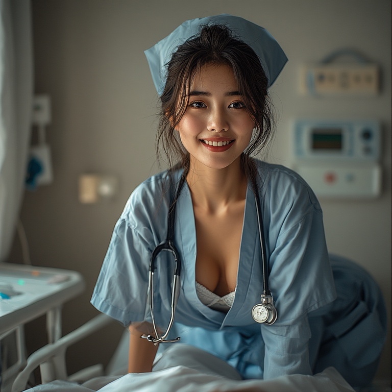 Seductive Japanese Nurse Pose