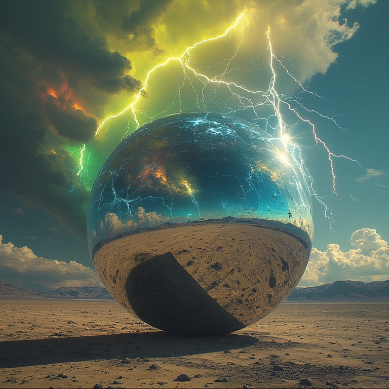 Neon Desert Oasis Sphere