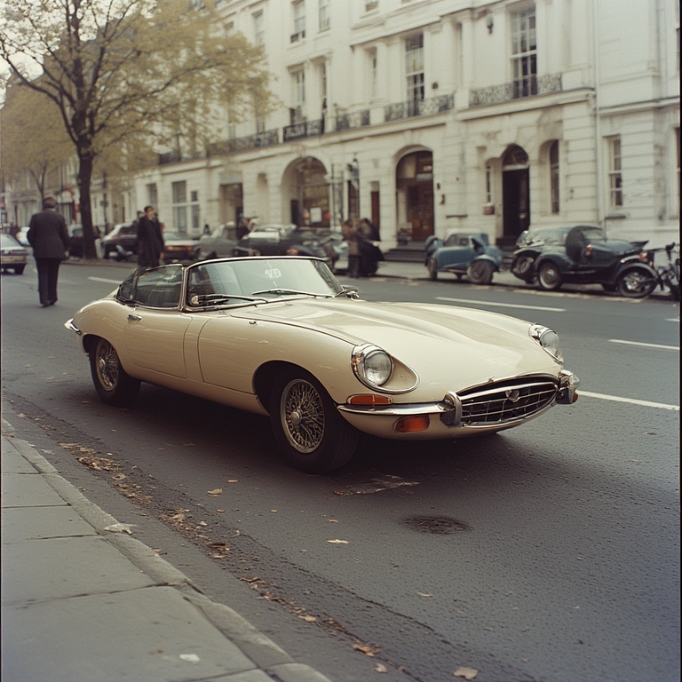 Beige Jaguar Street Scene