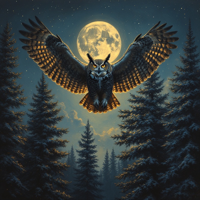 Moonlit Owl Soars