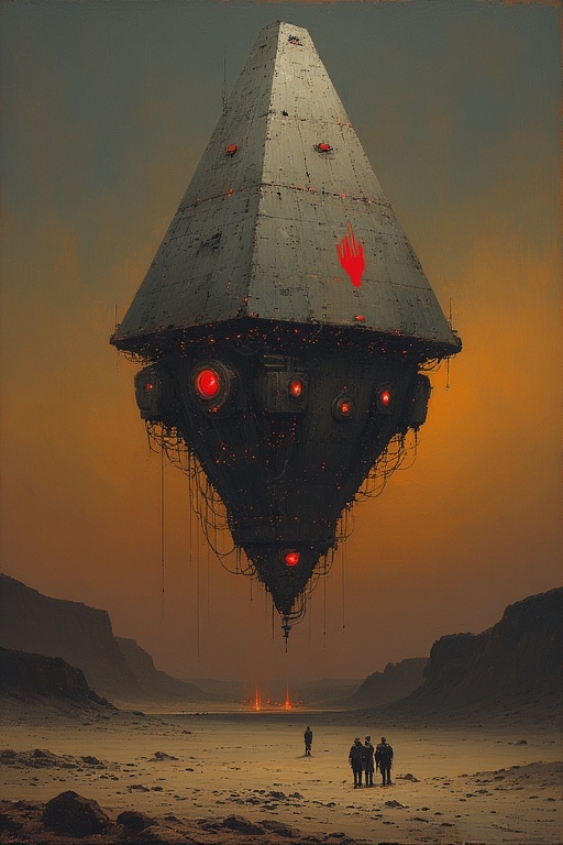 Techno Pyramid Over Dunes