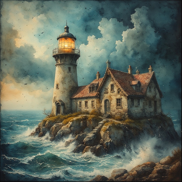 Surreal Lighthouse Stormscape