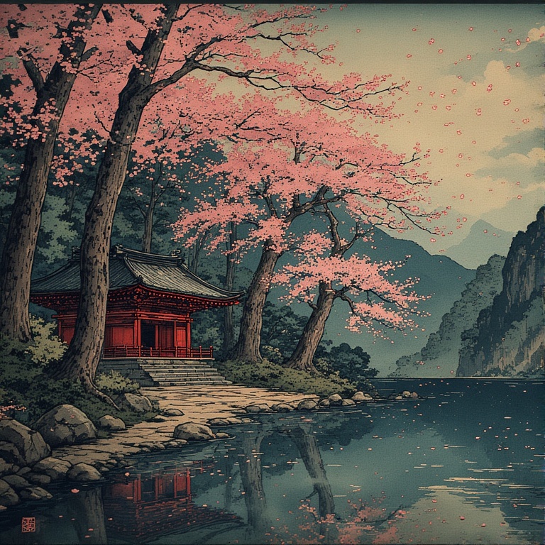Cherry Blossom Shrine Scene