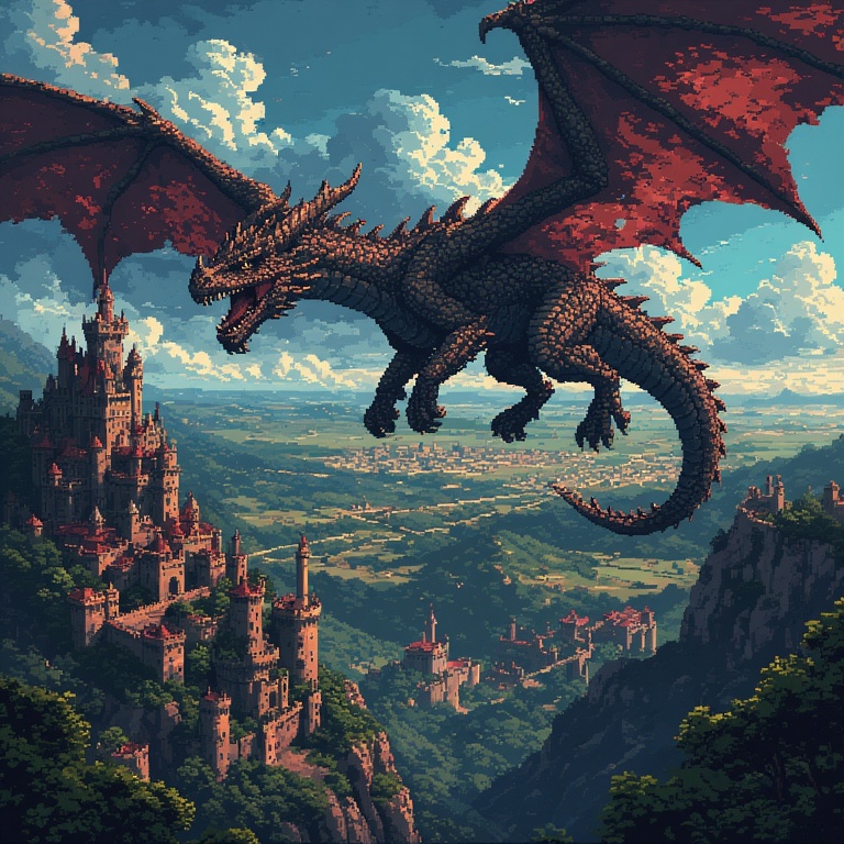 Pixel Dragon Soars Kingdom