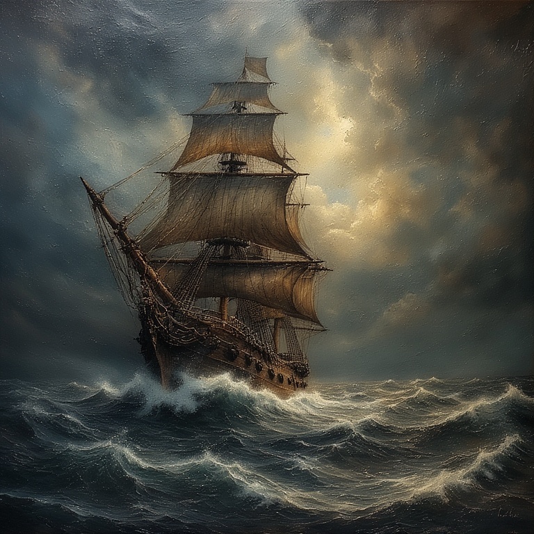 Stormy Seas at Sunset