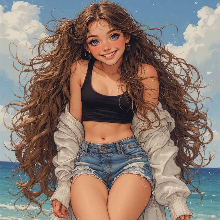 Joyful Ponytail Girl