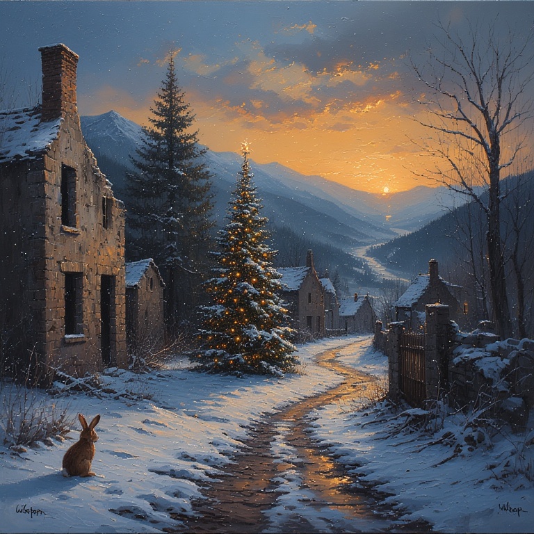 Winter's Lonely Christmas Scene