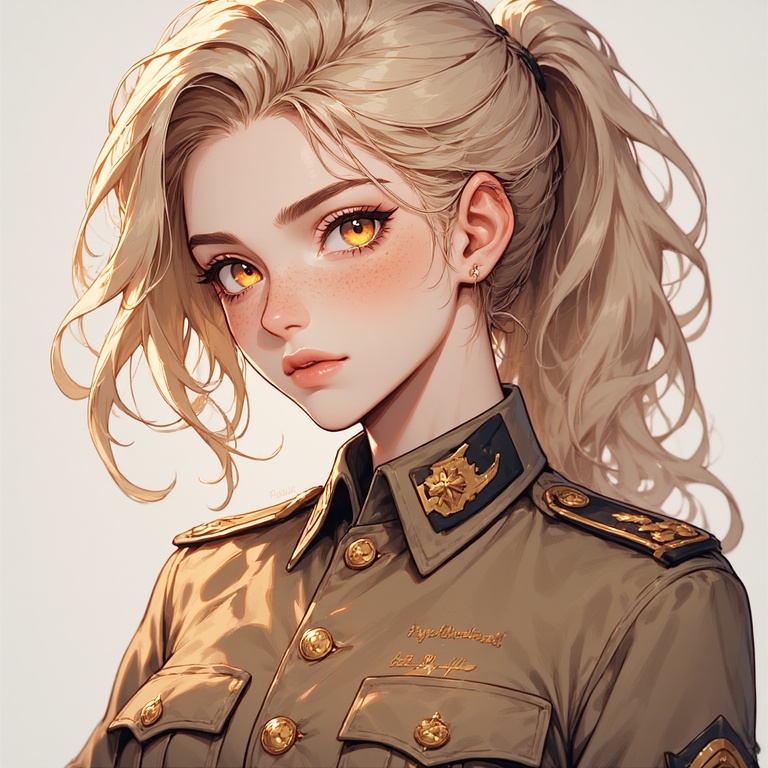 Freckled Military Beauty