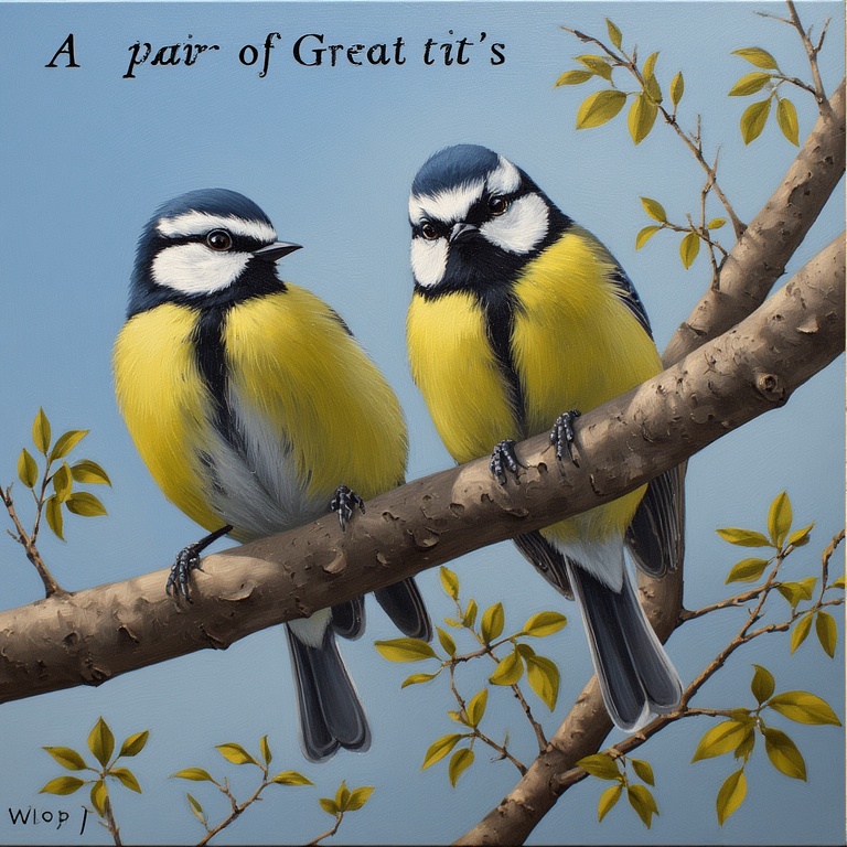 Great Tit Pair on Branch