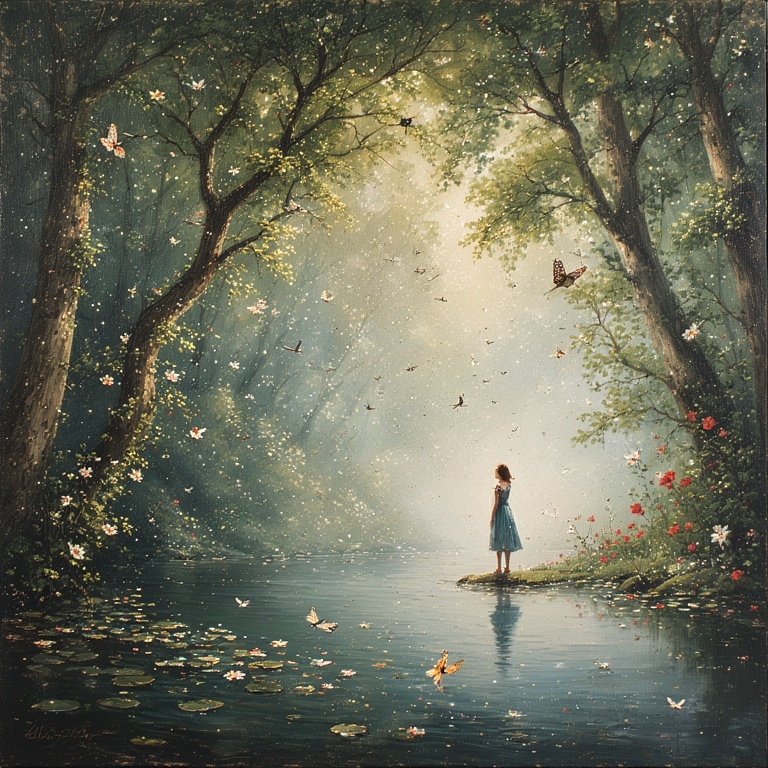 Whimsical Forest Morning Scene