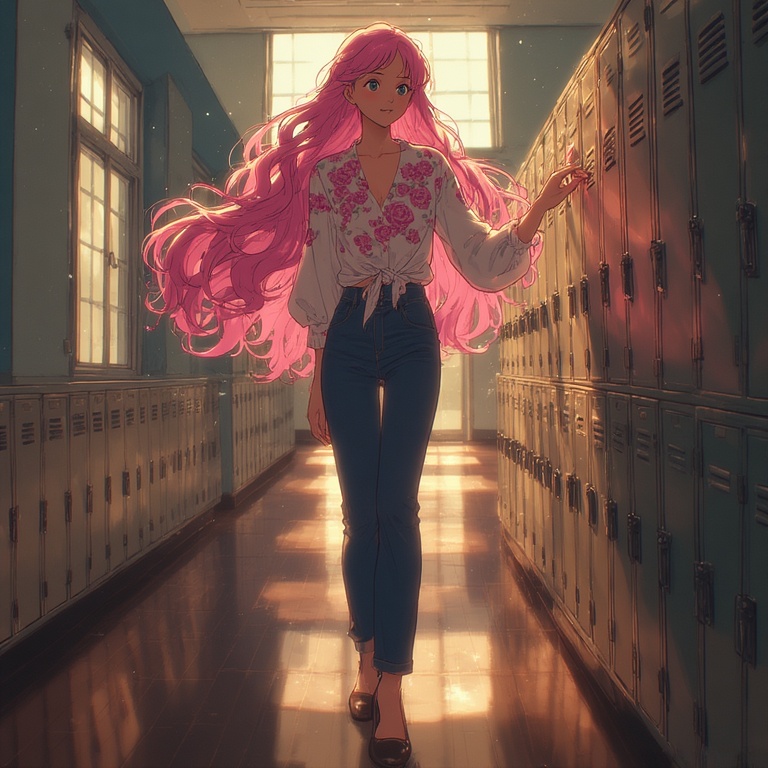 Vibrant School Hallway Stroll