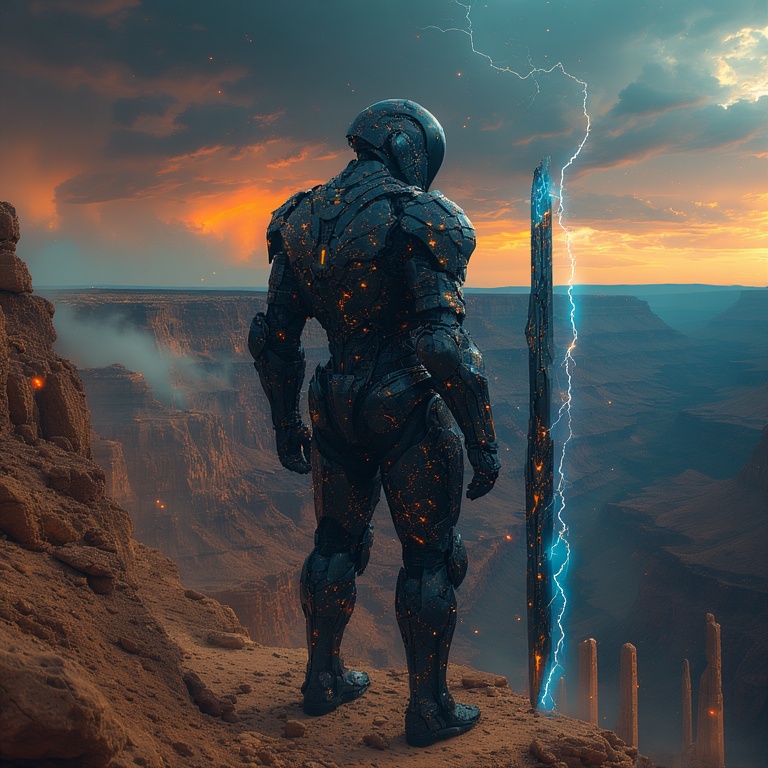 Cyber Warrior's Fiery Vigil