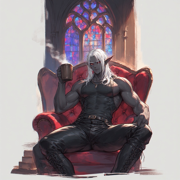 Dark Elf Warrior Sit