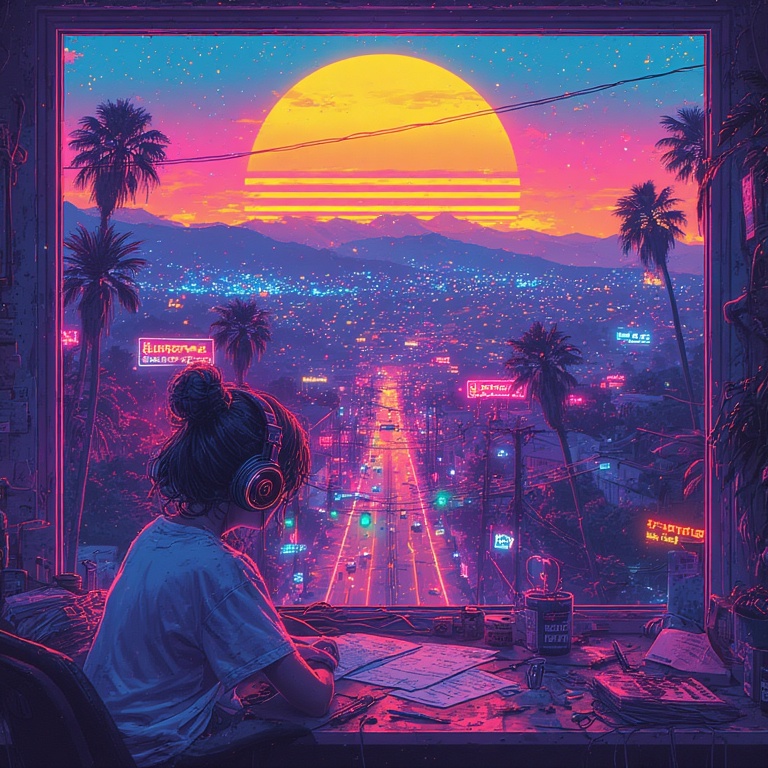 Neon Sunrise Oasis
