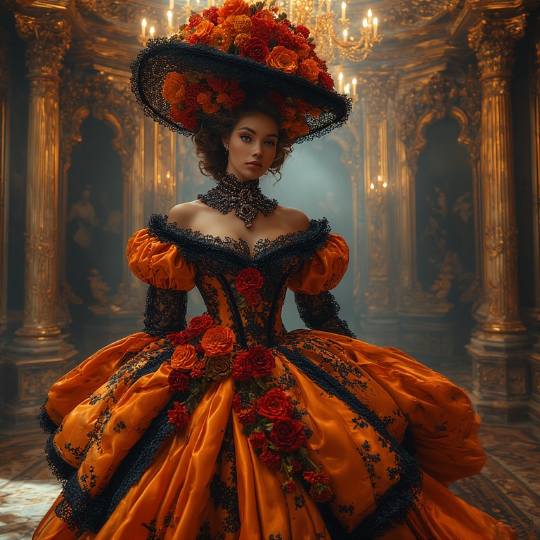 Orange Baroque Elegance