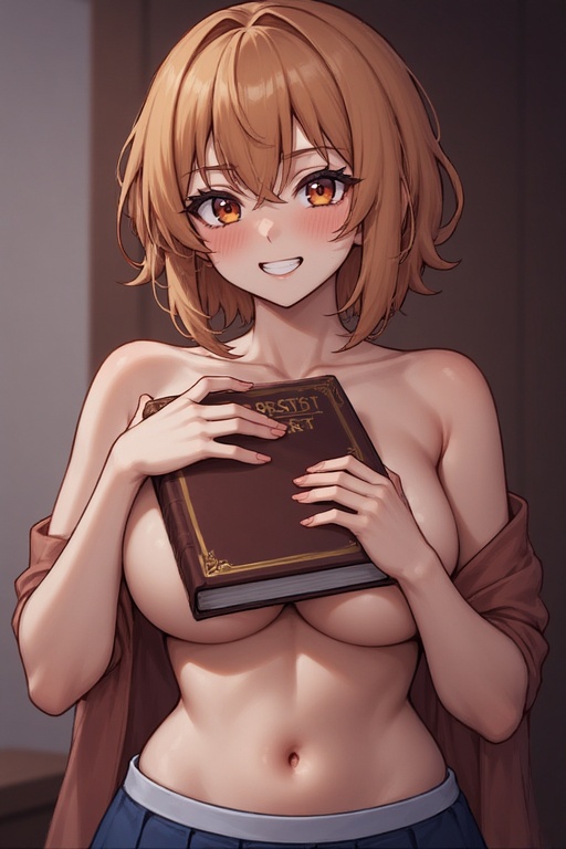 Bare Boobs Behind Book