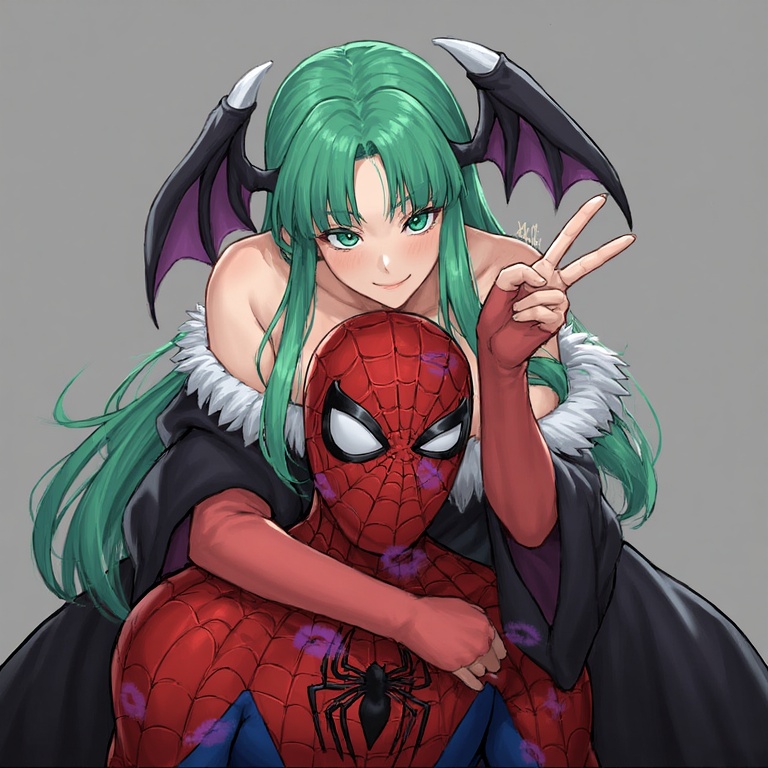 Morrigan's Spider-Man Hug